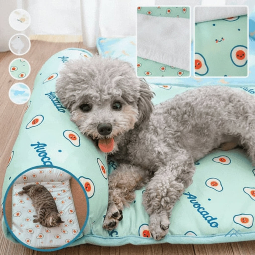 Pet Cooling Mat for Dogs and Cats Self-Cooling Pad with Fruit and Bear Designs | No Water or Electricity | for Crate | Floor and Travel