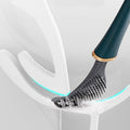 Silicone Toilet Brush with Wall Mounted Holder Flat Head Quick-Drying Hygienic Bathroom Brush Set | Adhesive Wall Hook Included