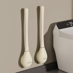 Silicone Toilet Brush with Wall Mounted Holder Flat Head Quick-Drying Hygienic Bathroom Brush Set | Adhesive Wall Hook Included