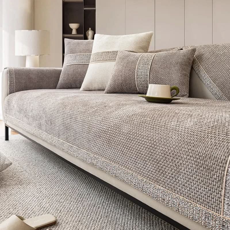 Non-Slip Sofa Cover Linen-Look Knitted Couch Protector Machine Washable Pet-Friendly for Armchair | Sofa and Sectional
