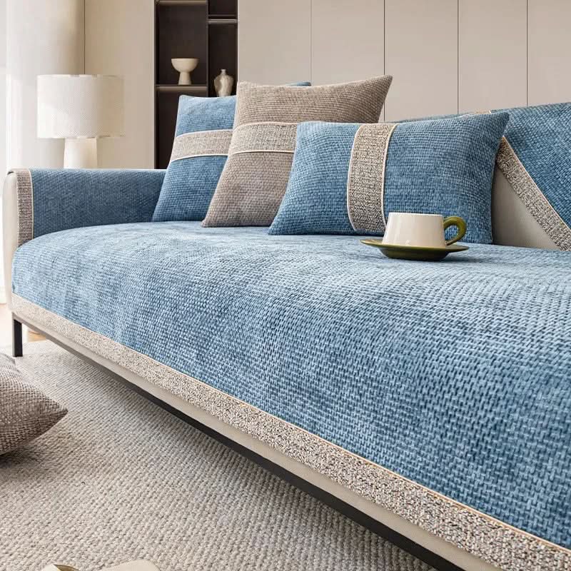 Non-Slip Sofa Cover Linen-Look Knitted Couch Protector Machine Washable Pet-Friendly for Armchair | Sofa and Sectional
