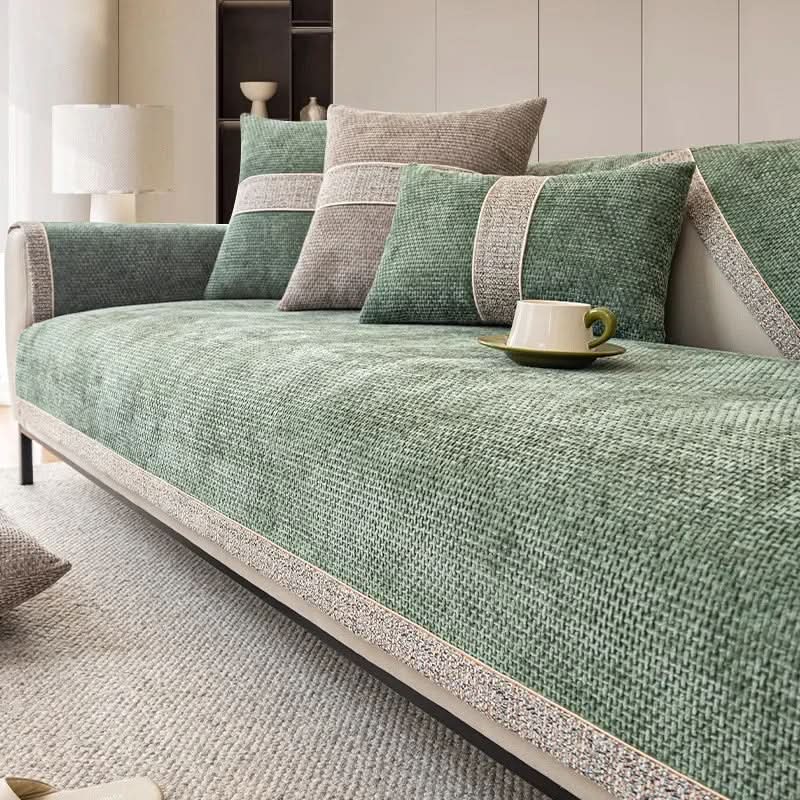 Non-Slip Sofa Cover Linen-Look Knitted Couch Protector Machine Washable Pet-Friendly for Armchair | Sofa and Sectional