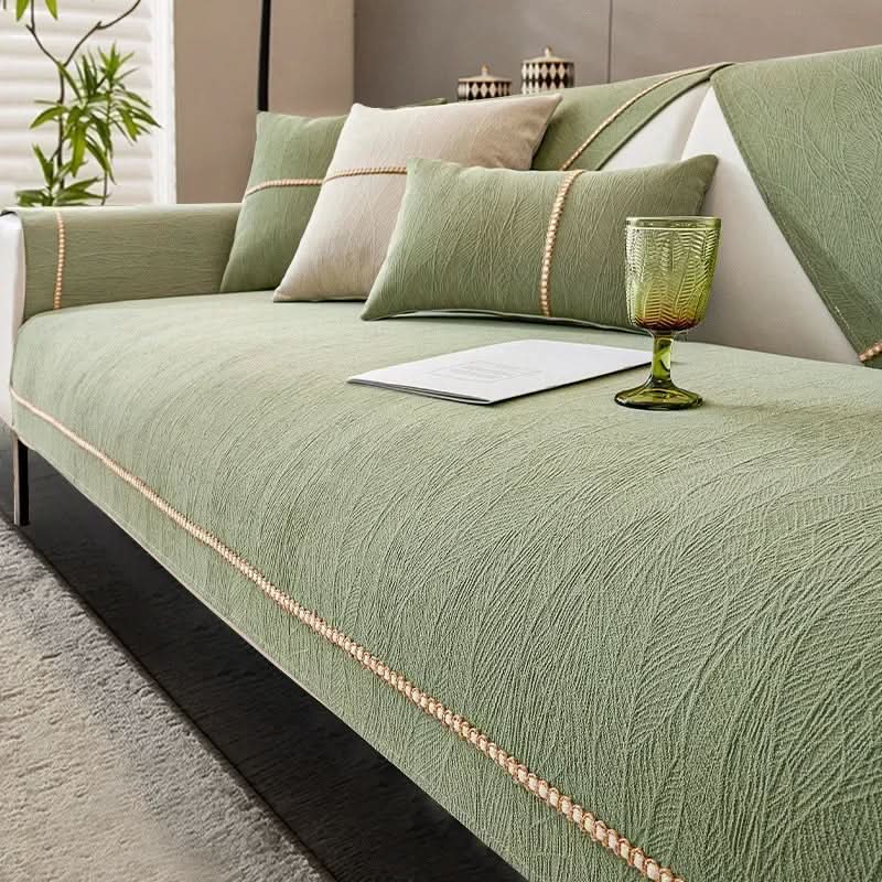 Non-Slip Sofa Cover Linen-Look Knitted Couch Protector Machine Washable Pet-Friendly for Armchair | Sofa and Sectional