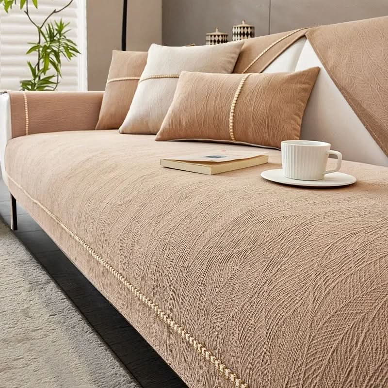 Non-Slip Sofa Cover Linen-Look Knitted Couch Protector Machine Washable Pet-Friendly for Armchair | Sofa and Sectional