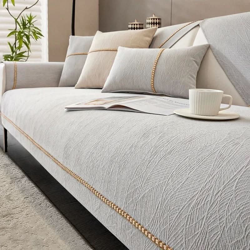 Non-Slip Sofa Cover Linen-Look Knitted Couch Protector Machine Washable Pet-Friendly for Armchair | Sofa and Sectional