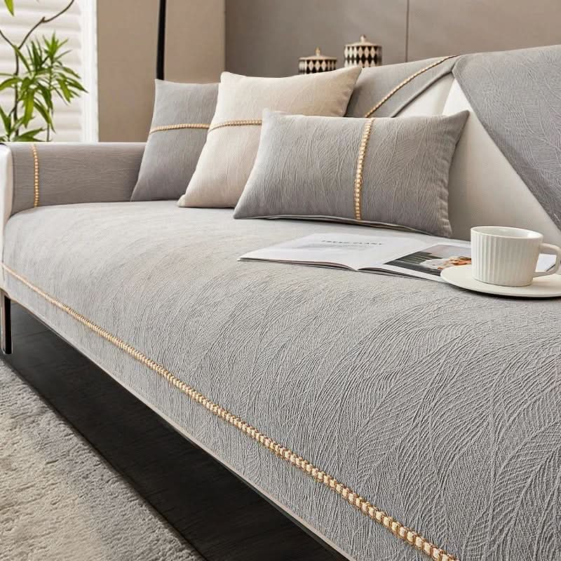 Non-Slip Sofa Cover Linen-Look Knitted Couch Protector Machine Washable Pet-Friendly for Armchair | Sofa and Sectional