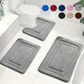 Bath Mat Set Non-Slip Memory Foam Three-Piece Absorbent Microfibre Bathroom Rugs with Toilet Mat Machine Washable