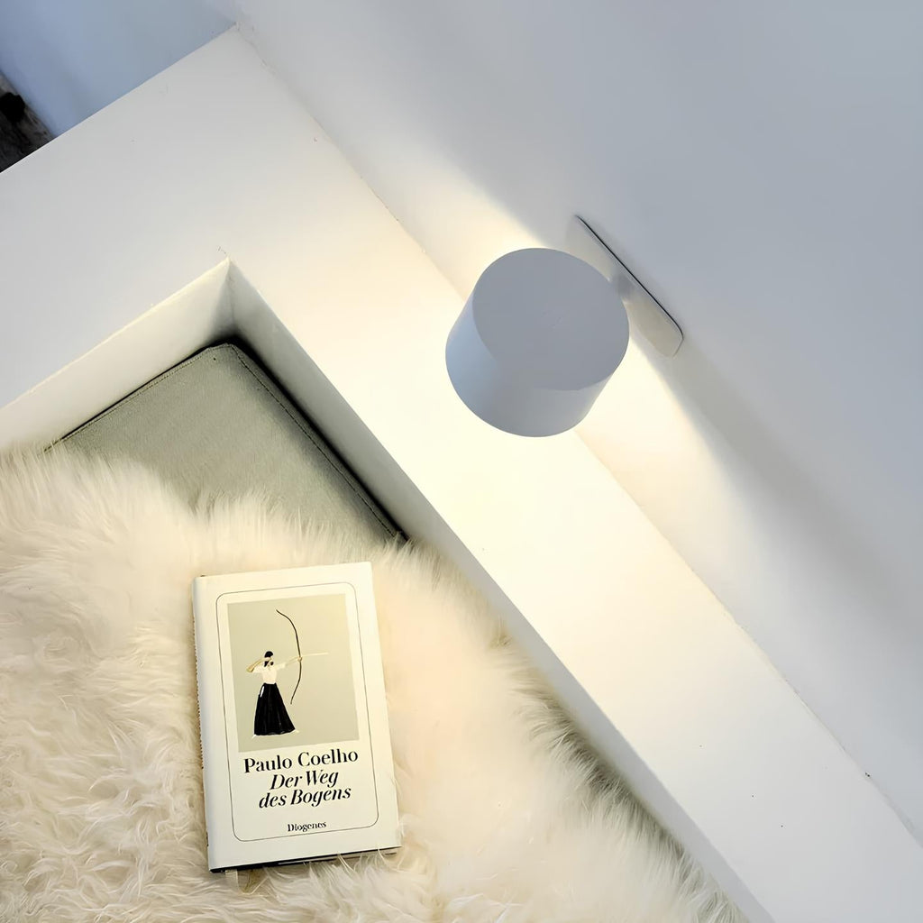 Cordless Wall Light Rechargeable Dimmable LED Reading Lamp Rotating Head Magnetic No-Drill Mount for Bedside | Hallway and Living Room