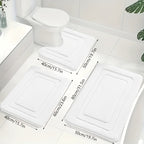 Bath Mat Set Non-Slip Memory Foam Three-Piece Absorbent Microfibre Bathroom Rugs with Toilet Mat Machine Washable