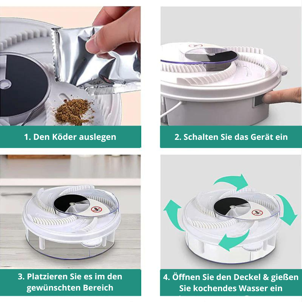 Electric Fly Trap USB Powered Quiet Indoor Fly Catcher with Rotating Arm and Bait Tray for Kitchen | Patio and Outdoor Dining