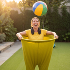 Giant Granny Pants Party Game Wearable Ball Catcher with Inflatable Beach Balls and Hand Pump for Family Gatherings | Birthdays and Garden Parties