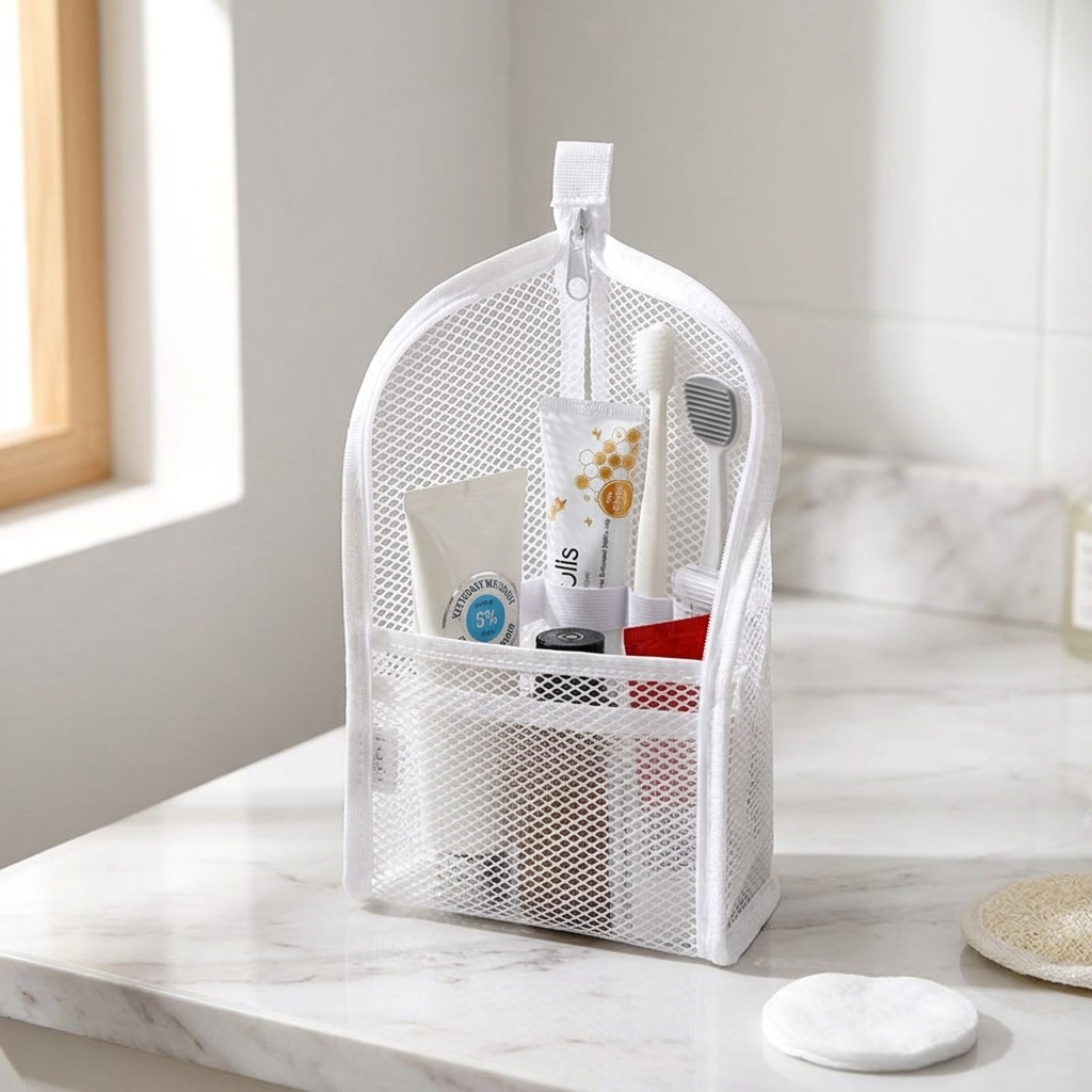 Self-Standing Travel Toiletry Bag Water-Resistant EVA Pouch with Elastic Dividers for Toothbrush | Toothpaste and Razor
