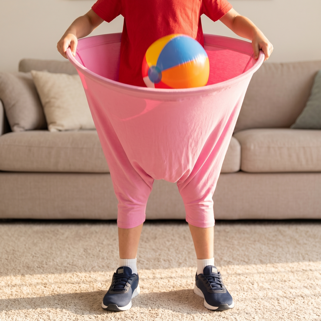Giant Granny Pants Party Game Wearable Ball Catcher with Inflatable Beach Balls and Hand Pump for Family Gatherings | Birthdays and Garden Parties