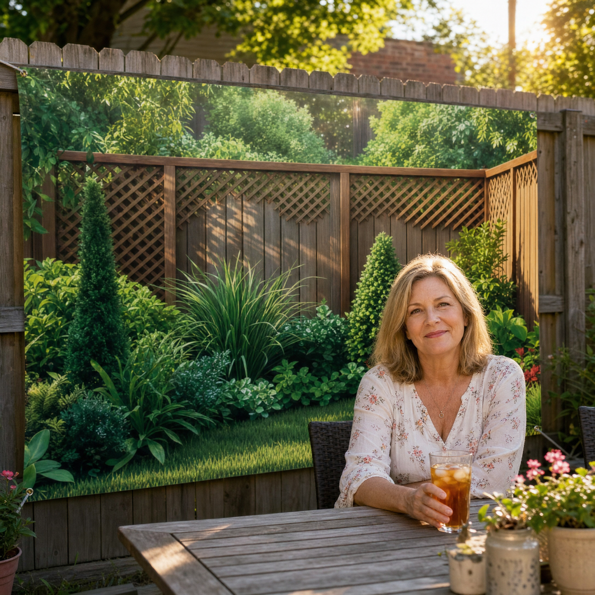 Garden Backdrop Banner Printed Greenery Scene Weather-Resistant Outdoor Wall Hanging with Reinforced Corners for Fence | Pergola and Patio