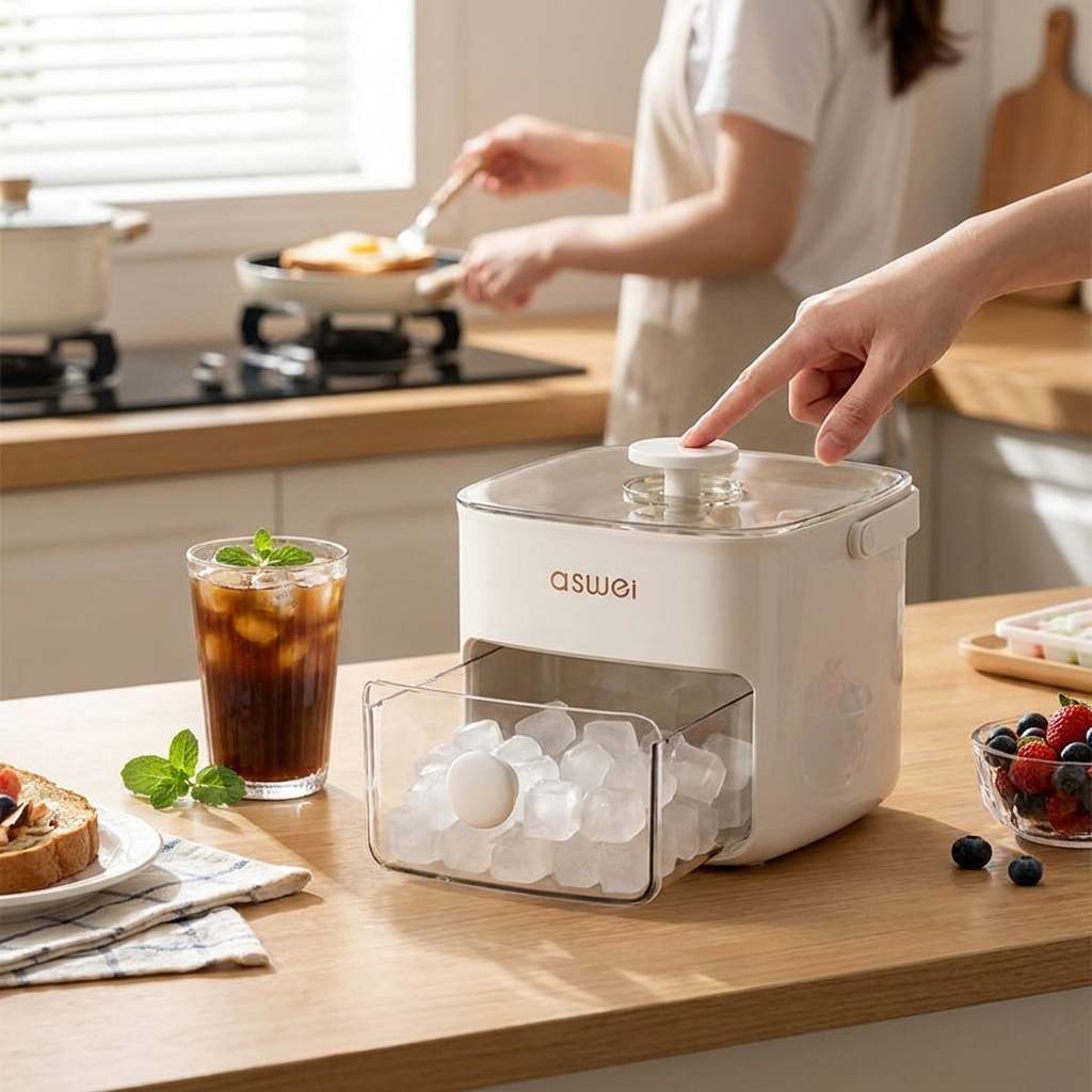 Electric Ice Cube Maker Countertop Ice Machine for Ice Cubes and Ice Balls Compact for Kitchen | Home Bar and Entertaining