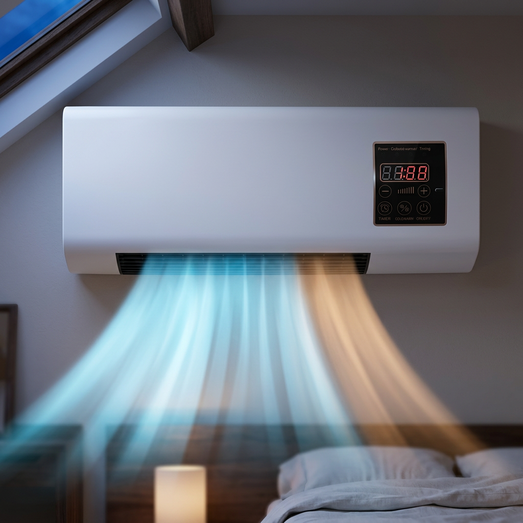 Wall Mounted Air Conditioner Without Outdoor Unit Cooling | Heating | Fan and Dehumidifier with Timer and LCD Display for Bedroom | Attic and Office