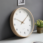 Scandinavian Wooden Wall Clock Silent Sweep Solid Wood Minimalist Clock Battery Operated for Living Room | Bedroom and Office