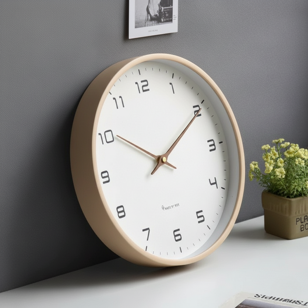 Scandinavian Wooden Wall Clock Silent Sweep Solid Wood Minimalist Clock Battery Operated for Living Room | Bedroom and Office