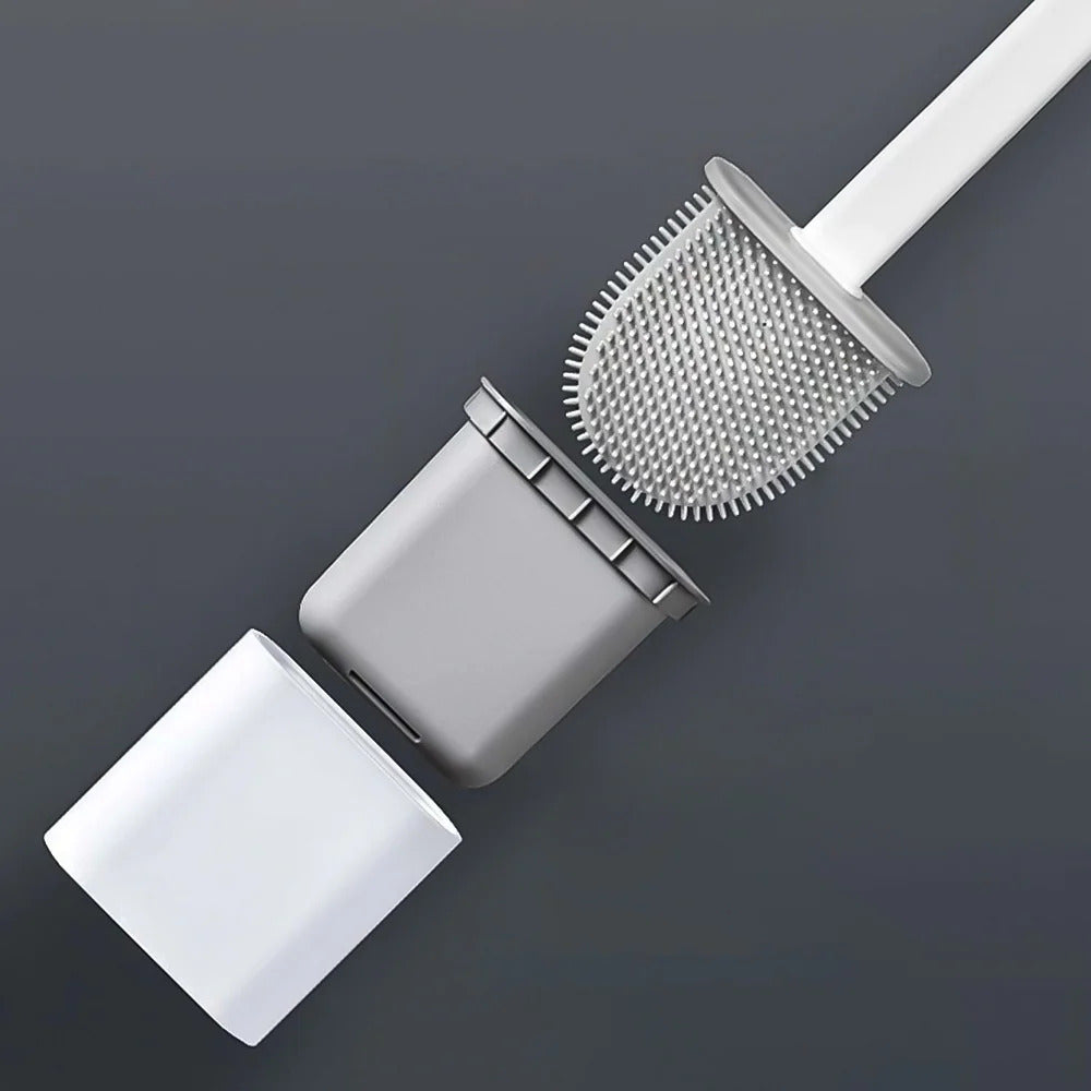 Silicone Toilet Brush with Holder Flexible Antibacterial Quick Drying Rust-Free Bathroom Cleaning Brush Set