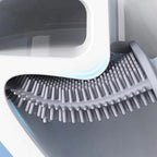 Silicone Toilet Brush with Holder Flexible Antibacterial Quick Drying Rust-Free Bathroom Cleaning Brush Set