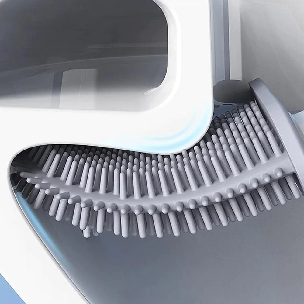 Silicone Toilet Brush with Holder Flexible Antibacterial Quick Drying Rust-Free Bathroom Cleaning Brush Set