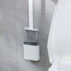 Silicone Toilet Brush with Holder Flexible Antibacterial Quick Drying Rust-Free Bathroom Cleaning Brush Set