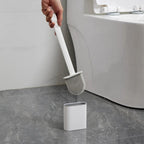 Silicone Toilet Brush with Holder Flexible Antibacterial Quick Drying Rust-Free Bathroom Cleaning Brush Set