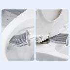 Silicone Toilet Brush with Holder Flexible Antibacterial Quick Drying Rust-Free Bathroom Cleaning Brush Set