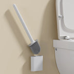 Silicone Toilet Brush with Holder Flexible Antibacterial Quick Drying Rust-Free Bathroom Cleaning Brush Set