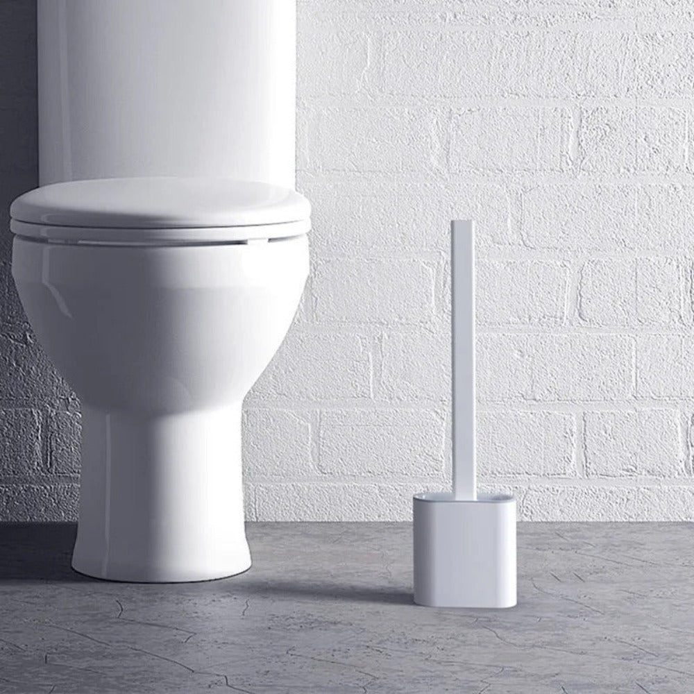 Silicone Toilet Brush with Holder Flexible Antibacterial Quick Drying Rust-Free Bathroom Cleaning Brush Set