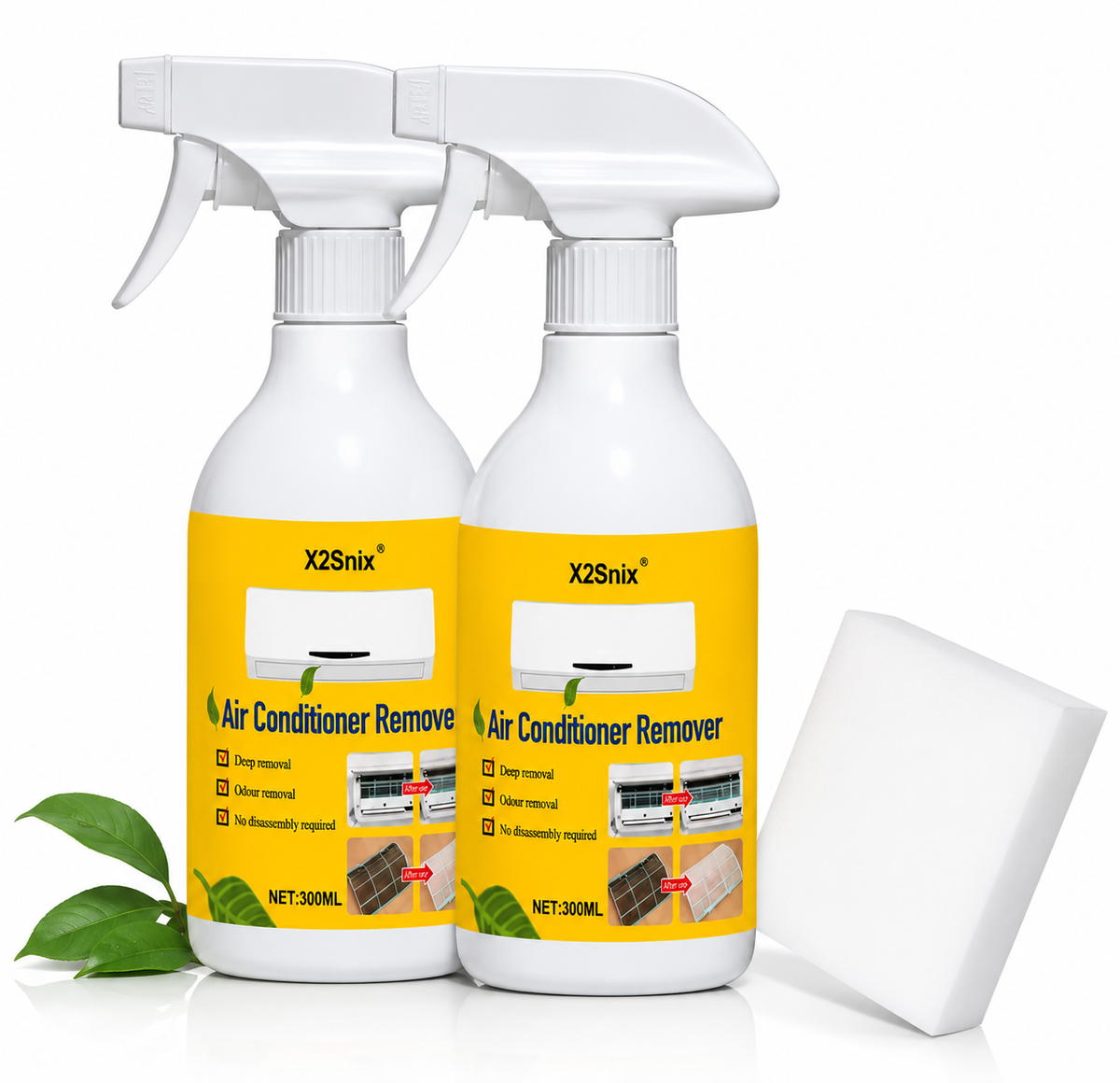 Air Conditioner Cleaner Spray Set with Cleaning Sponge | No-Disassembly AC Cleaning Kit for Wall-Mounted Indoor Units