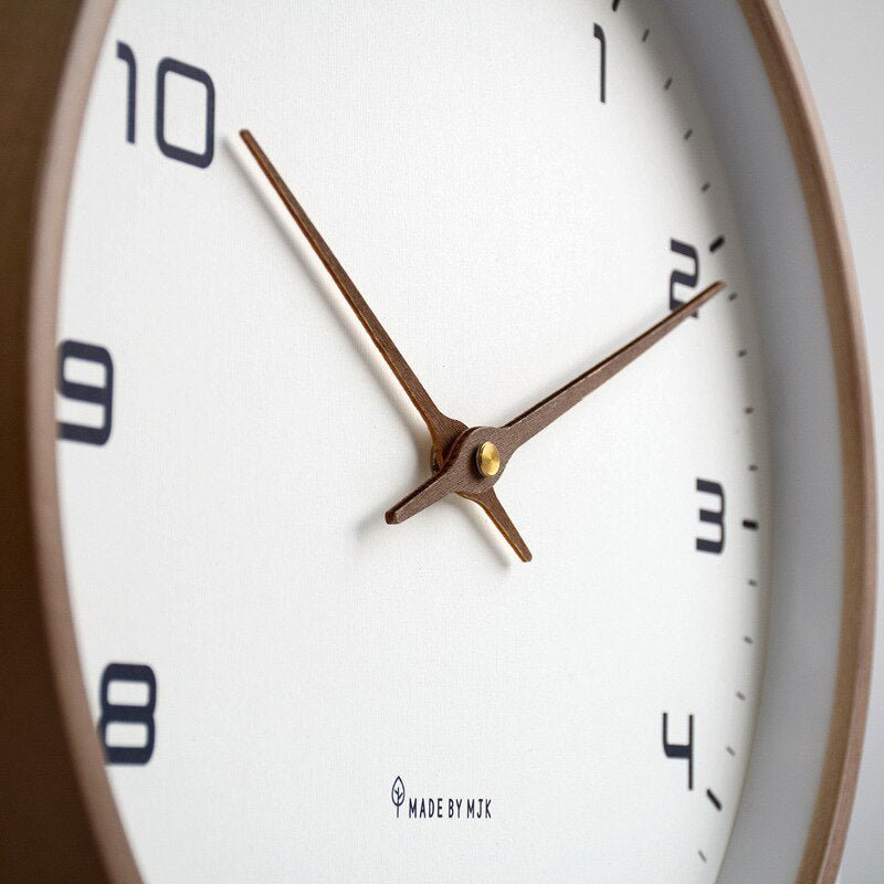 Scandinavian Wooden Wall Clock Silent Sweep Solid Wood Minimalist Clock Battery Operated for Living Room | Bedroom and Office