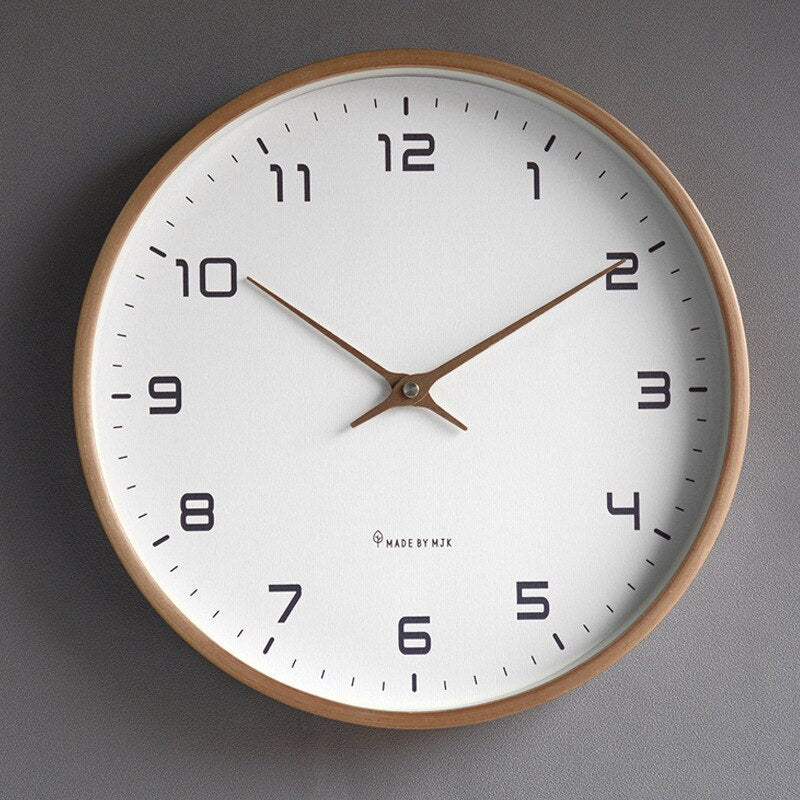Scandinavian Wooden Wall Clock Silent Sweep Solid Wood Minimalist Clock Battery Operated for Living Room | Bedroom and Office