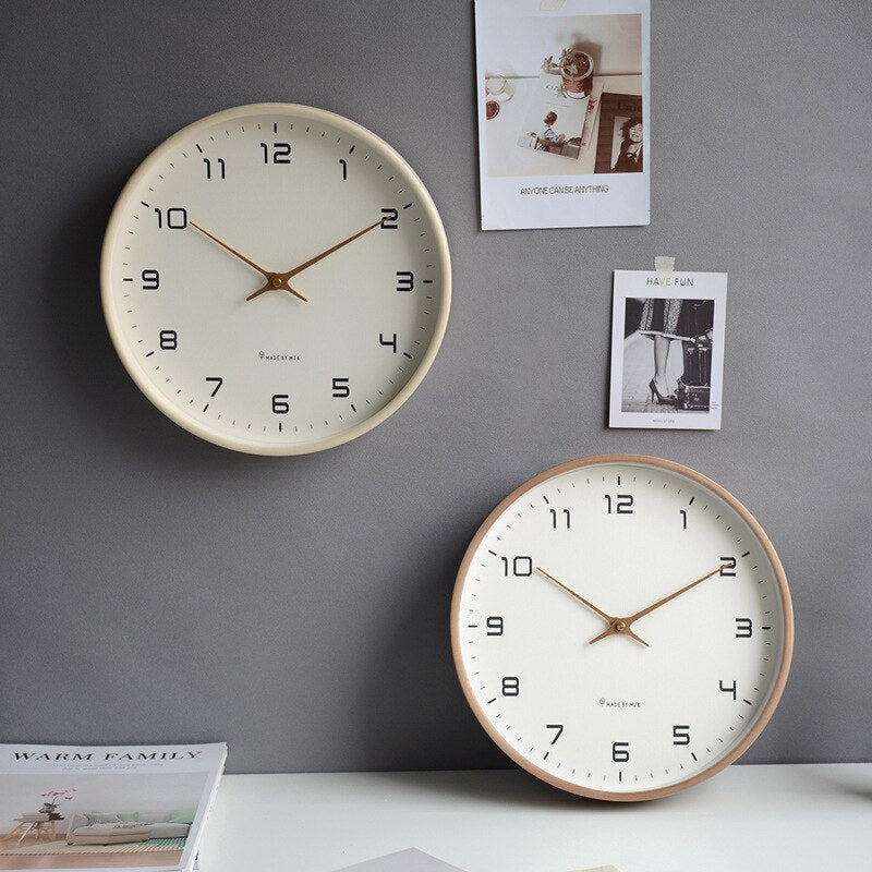 Scandinavian Wooden Wall Clock Silent Sweep Solid Wood Minimalist Clock Battery Operated for Living Room | Bedroom and Office