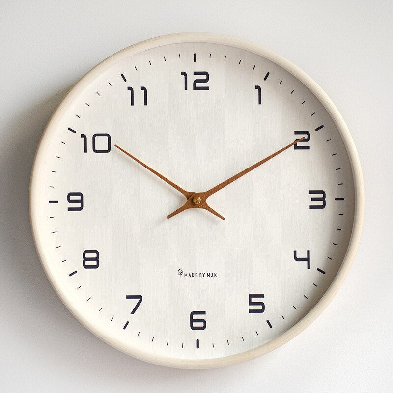 Scandinavian Wooden Wall Clock Silent Sweep Solid Wood Minimalist Clock Battery Operated for Living Room | Bedroom and Office