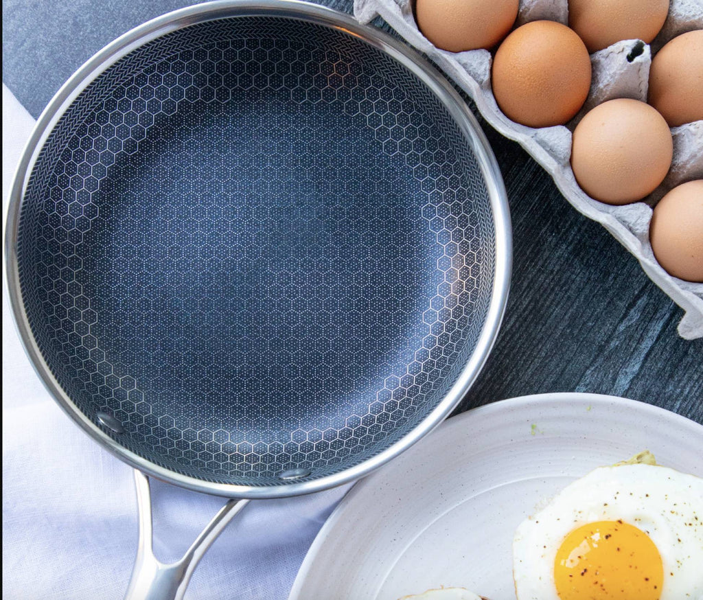 Stainless Steel Frying Pan Non-Stick Honeycomb Pixel Surface Induction Compatible Skillet for Gas | Ceramic and Electric Cooktops