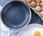 Stainless Steel Frying Pan Non-Stick Honeycomb Pixel Surface Induction Compatible Skillet for Gas | Ceramic and Electric Cooktops
