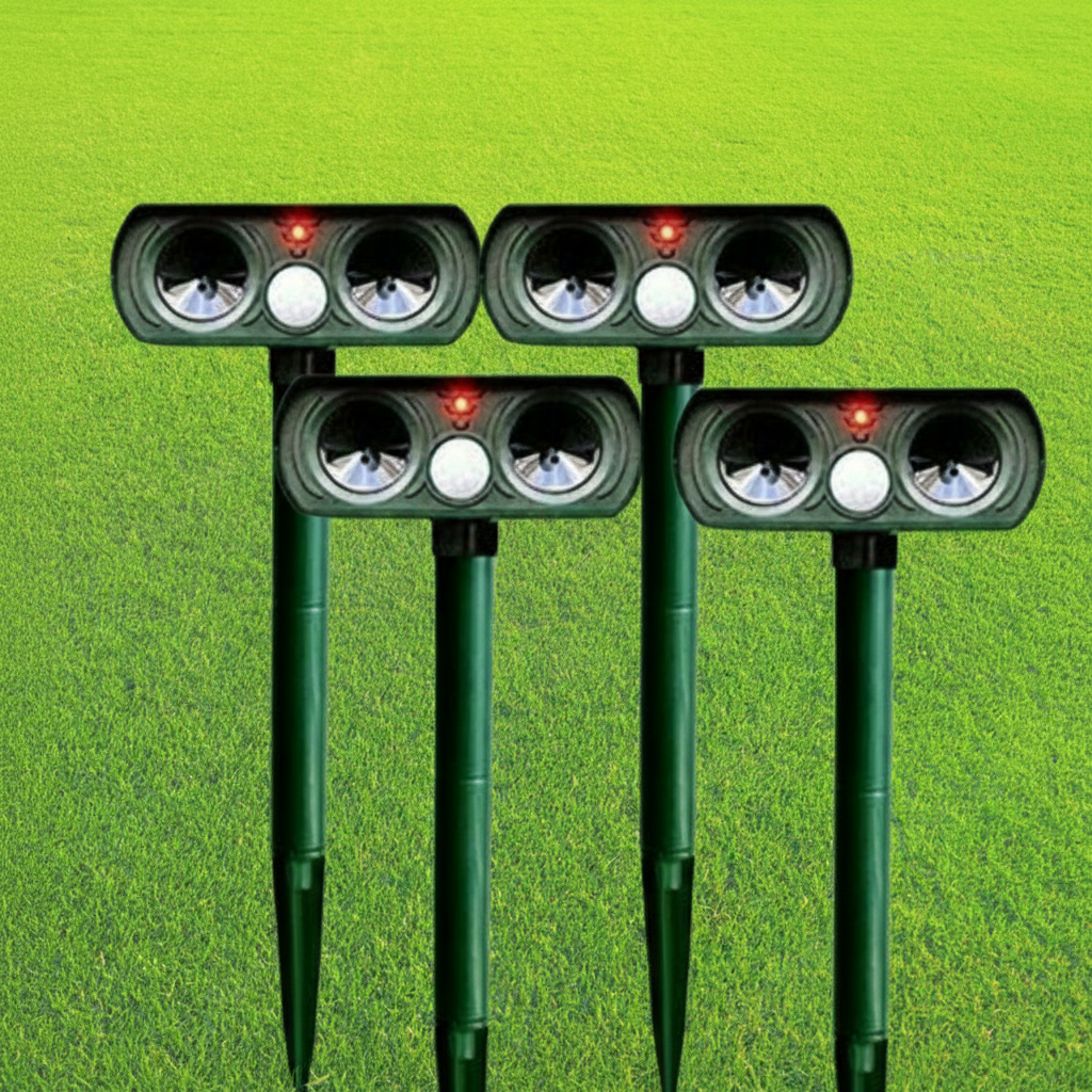Solar Powered Ultrasonic Pest Repeller Outdoor Animal Deterrent with Motion Sensor and LED Light | for Garden | Lawn | Patio and Yard