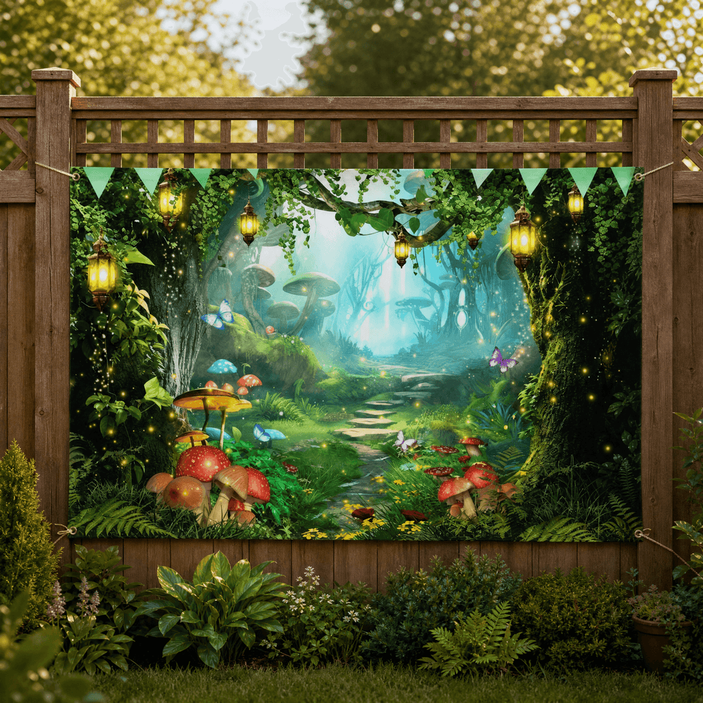 Garden Backdrop Banner Printed Greenery Scene Weather-Resistant Outdoor Wall Hanging with Reinforced Corners for Fence | Pergola and Patio