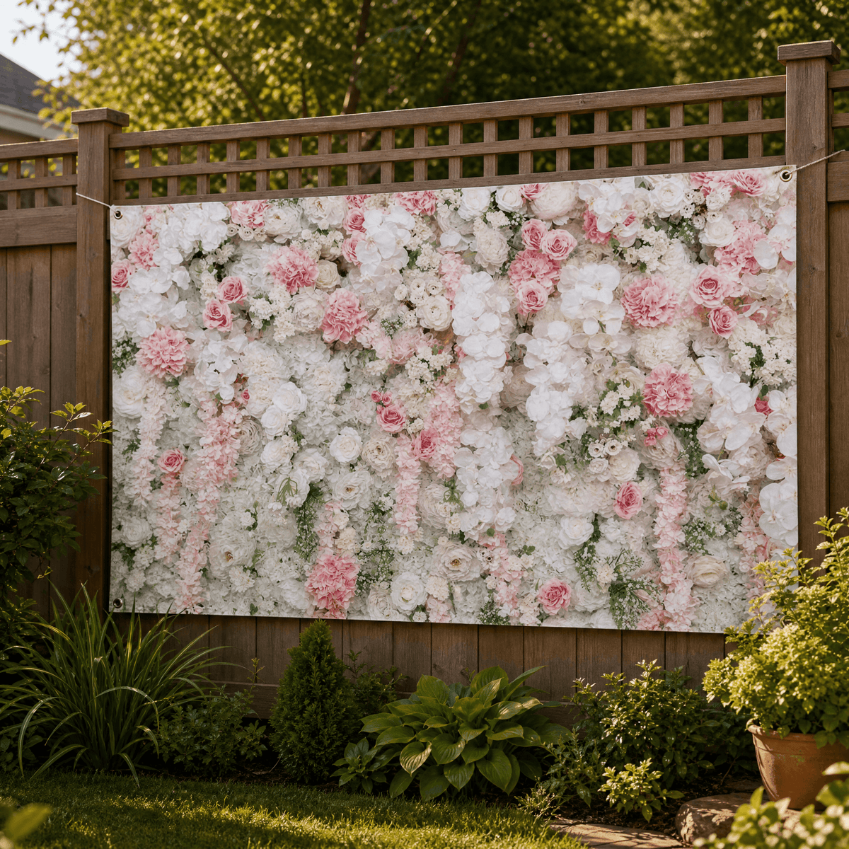 Garden Backdrop Banner Printed Greenery Scene Weather-Resistant Outdoor Wall Hanging with Reinforced Corners for Fence | Pergola and Patio