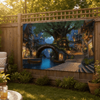 Garden Backdrop Banner Printed Greenery Scene Weather-Resistant Outdoor Wall Hanging with Reinforced Corners for Fence | Pergola and Patio