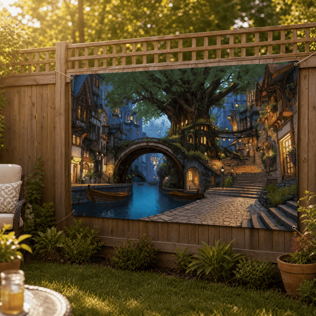 Garden Backdrop Banner Printed Greenery Scene Weather-Resistant Outdoor Wall Hanging with Reinforced Corners for Fence | Pergola and Patio
