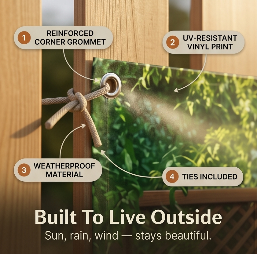 Garden Backdrop Banner Printed Greenery Scene Weather-Resistant Outdoor Wall Hanging with Reinforced Corners for Fence | Pergola and Patio